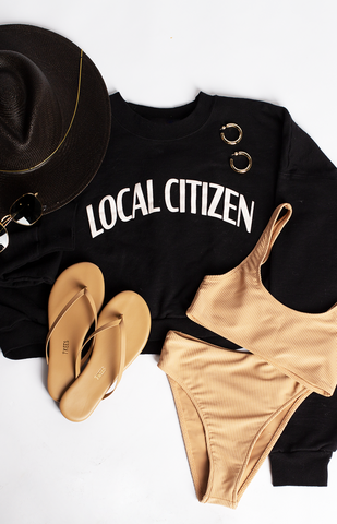 Cropped College Crew in Black