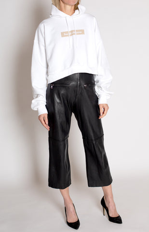 Logo Cropped Hoodie in White