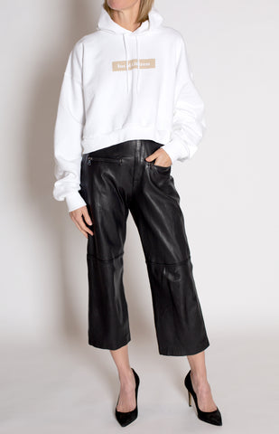 Logo Cropped Hoodie in White
